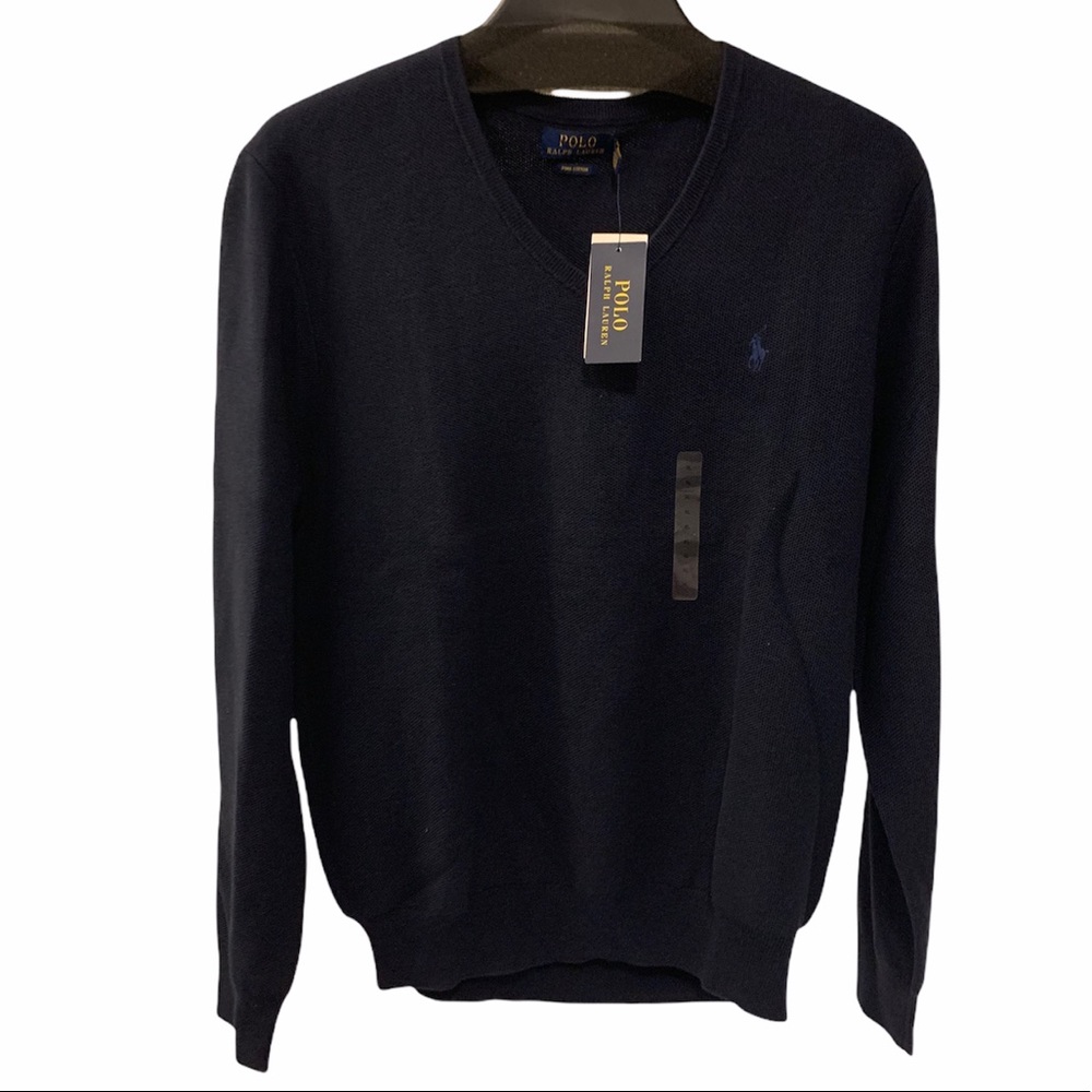 Polo Ralph Lauren Pima Cotton Sweater blue NEW $89 - Picture 4 of 5